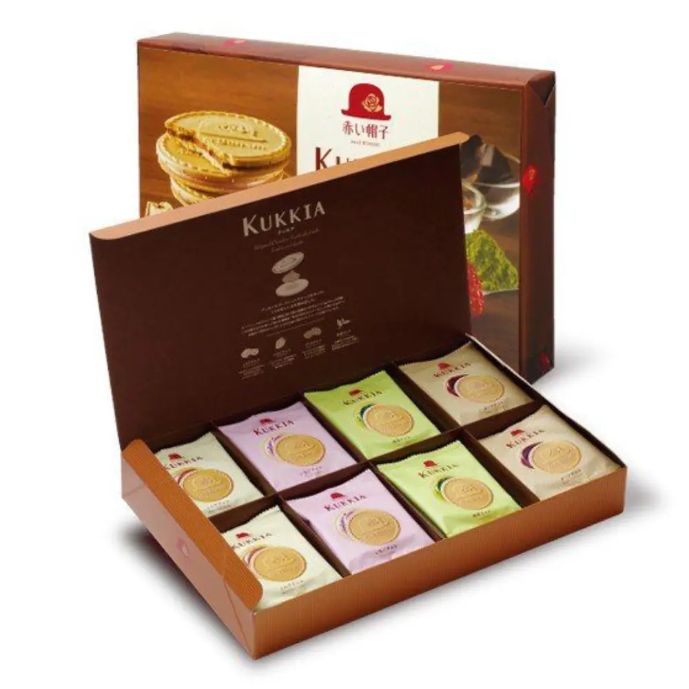 Bánh Quy Nhân Kem 4 Vị, Kukkia, Whipped Chocolate Sandwiched with Cookie & Gaufrette, 32 Cái (445g) - AKAI BOHSHI